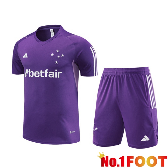 Cruzeiro EC Training T Shirt + Shorts Purple 2023/2024