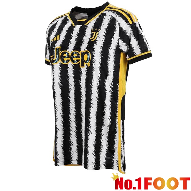 Juventus Womens Football Jersey Home Black White 2023/2024