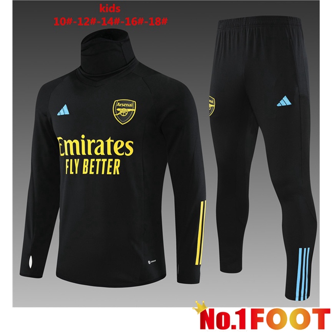 Arsenal High collar Kids Training Tracksuit Suit Black 2023/2024