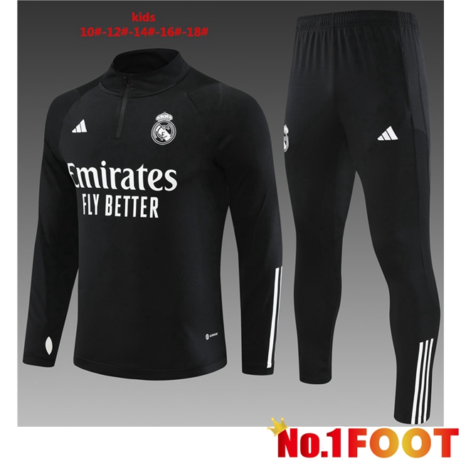 Real Madrid Kids Training Tracksuit Suit Black 2023/2024