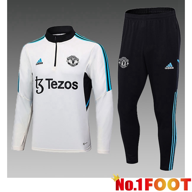 Manchester United Kids Training Tracksuit Suit White 2023/2024