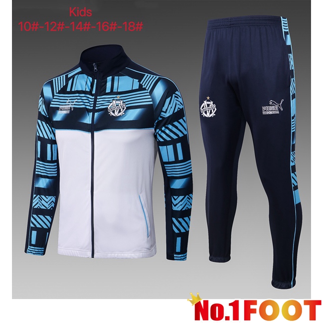 Marseille OM Kids Training Jacket Suit White Blue 2023/2024