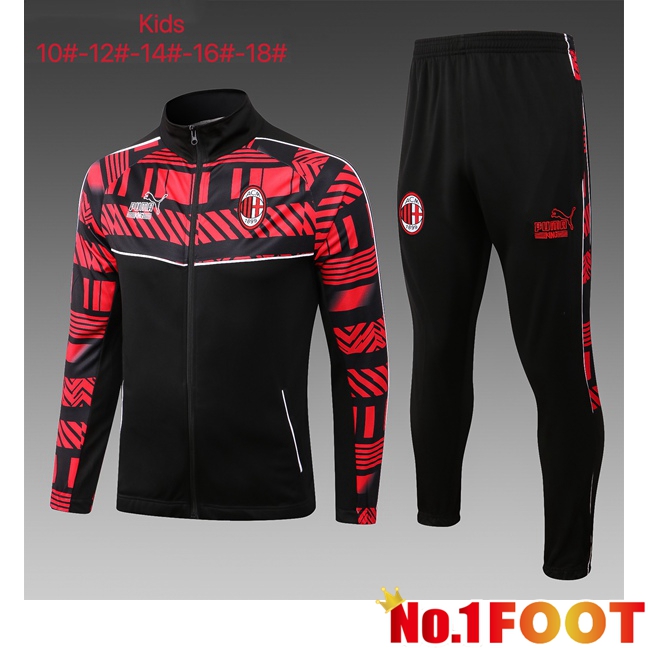 AC Milan Kids Training Jacket Suit Black Red 2023/2024