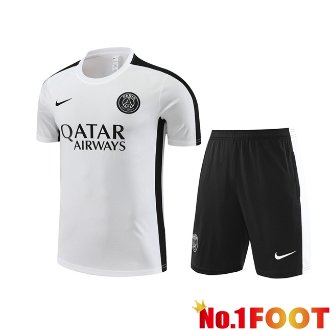 Paris PSG Training T Shirt + Shorts White 2023/2024