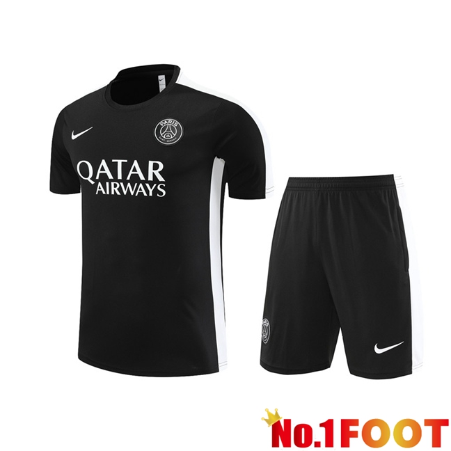 Paris PSG Training T Shirt + Shorts Black 2023/2024