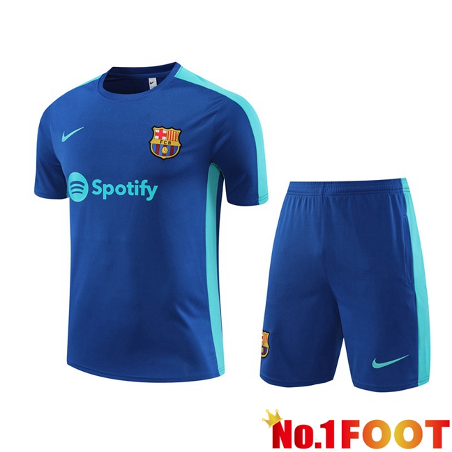 FC Barcelona Training T Shirt + Shorts Blue 2023/2024