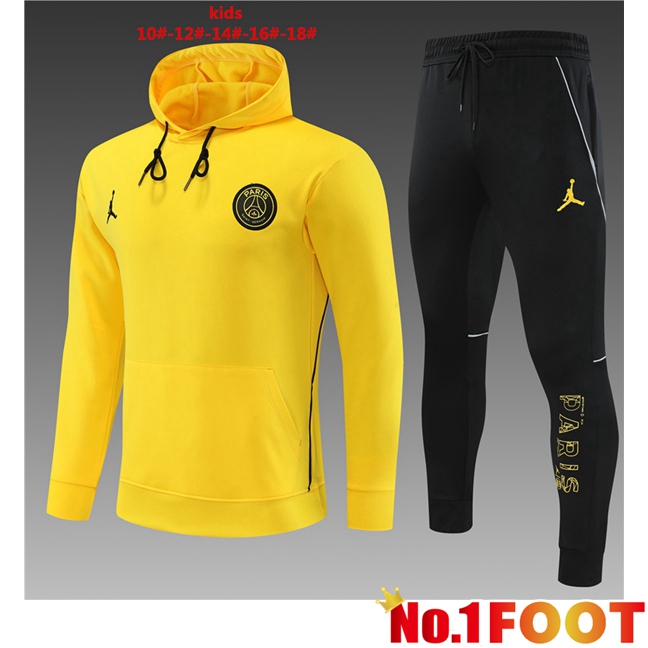 JORDAN Paris PSG Kids Training Tracksuit Hoodie Yellow 2023/2024