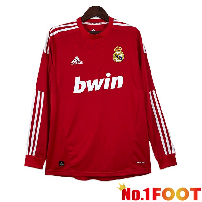 Real Madrid Retro Football Jersey Third Long Sleeve Red 2011-2012