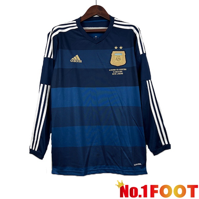 Argentina Retro Football Jersey Away Long Sleeve Royal Blue 2014