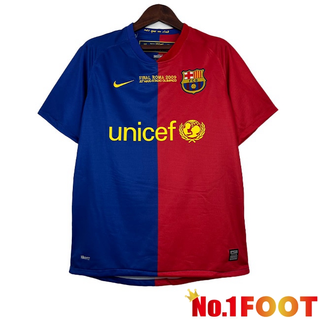 FC Barcelona Retro Football Jersey UEFA Champions League Home Red Blue 2008-2009