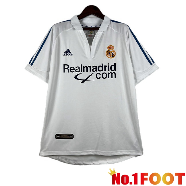 Real Madrid Retro Football Jersey Home White 2001-2002