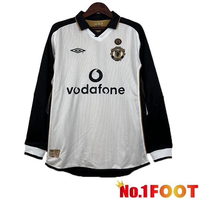 Manchester United Retro Football Jersey 100th Anniversary Edition Long Sleeve White