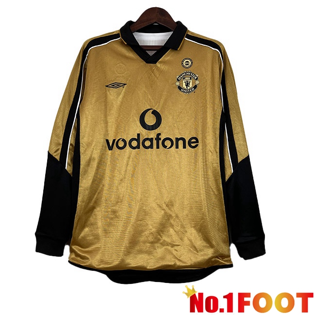 Manchester United Retro Football Jersey 100th Anniversary Edition Long Sleeve Yellow