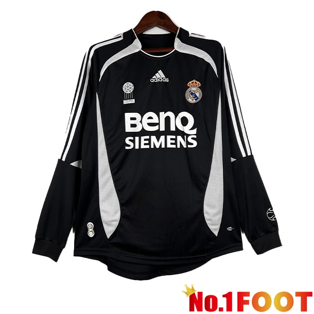 Real Madrid Retro Football Jersey Third Long Sleeve Black 2006-2007