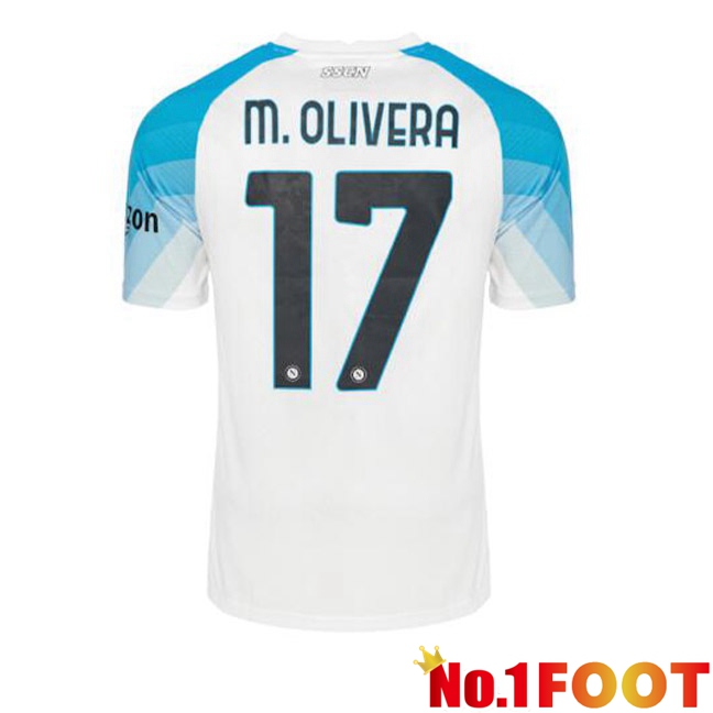 SSC Napoli (M.Olivera 17) Football Jersey Face Game Blue White 2022/2023