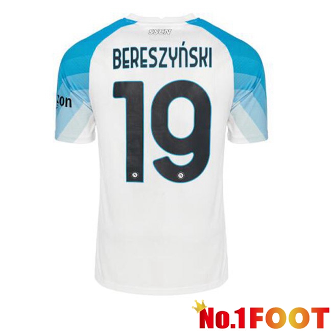 SSC Napoli (Bereszyński 19) Football Jersey Face Game Blue White 2022/2023