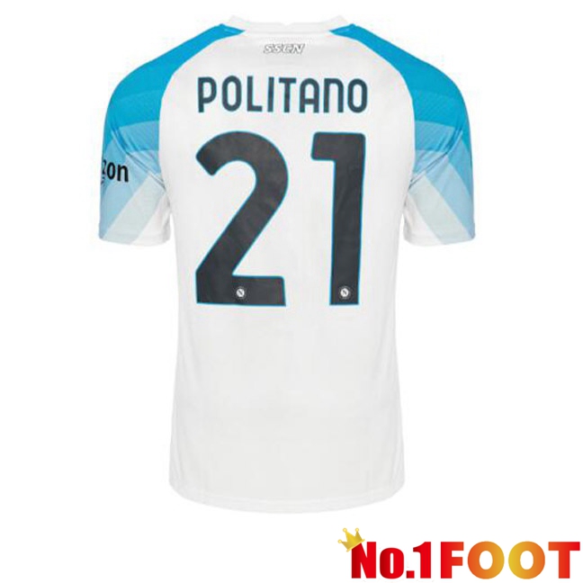 SSC Napoli (Politano 21) Football Jersey Face Game Blue White 2022/2023