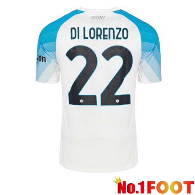 SSC Napoli (Di Lorenzo 22) Football Jersey Face Game Blue White 2022/2023