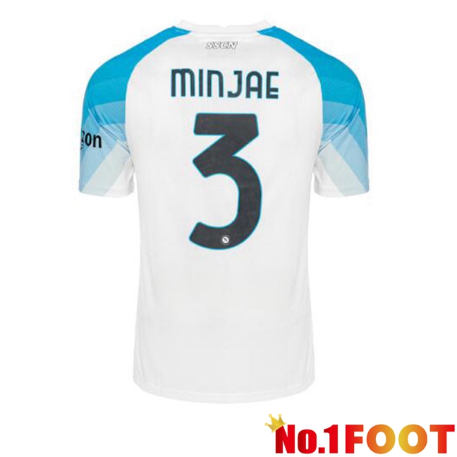 SSC Napoli (Minjae 3) Football Jersey Face Game Blue White 2022/2023