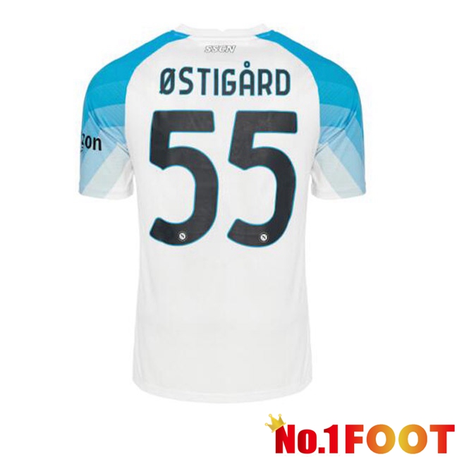 SSC Napoli (Ostigard 55) Football Jersey Face Game Blue White 2022/2023