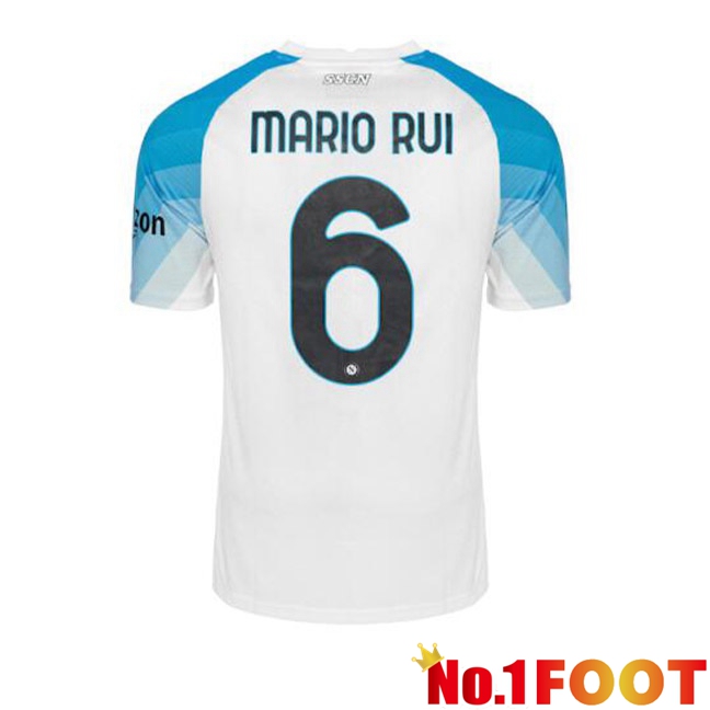 SSC Napoli (Mario Rui 6) Football Jersey Face Game Blue White 2022/2023