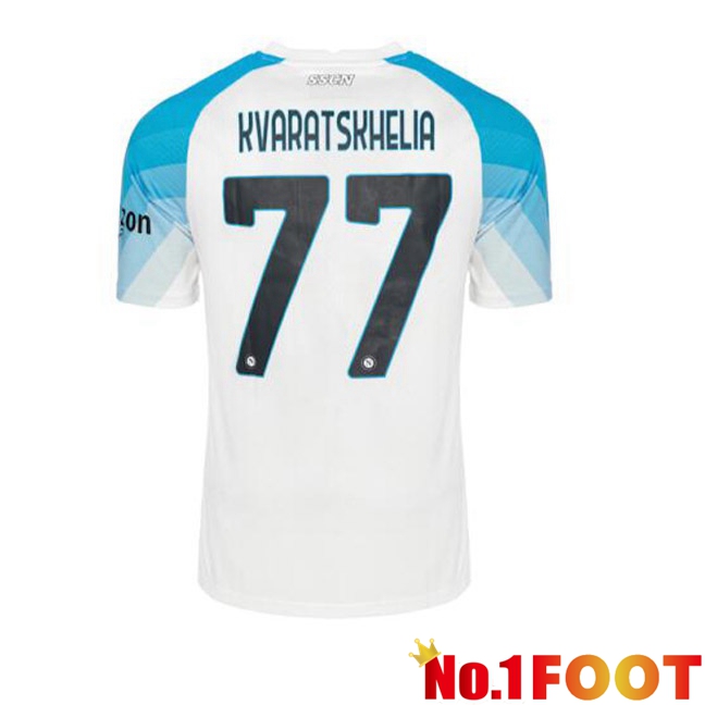 SSC Napoli (Kvaratskhelia 77) Football Jersey Face Game Blue White 2022/2023