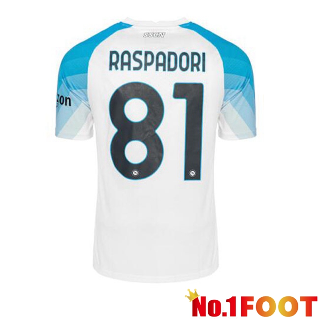 SSC Napoli (Raspadori 81) Football Jersey Face Game Blue White 2022/2023