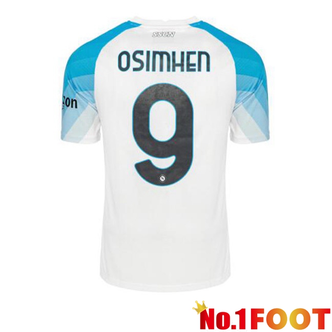 SSC Napoli (Osimhen 9) Football Jersey Face Game Blue White 2022/2023