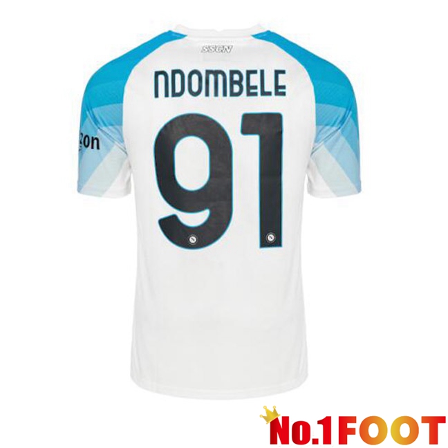 SSC Napoli (Ndombele 91) Football Jersey Face Game Blue White 2022/2023