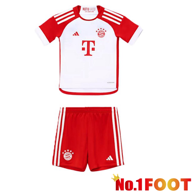 Bayern Munich Kids Football Jersey Home White Red 2023/2024