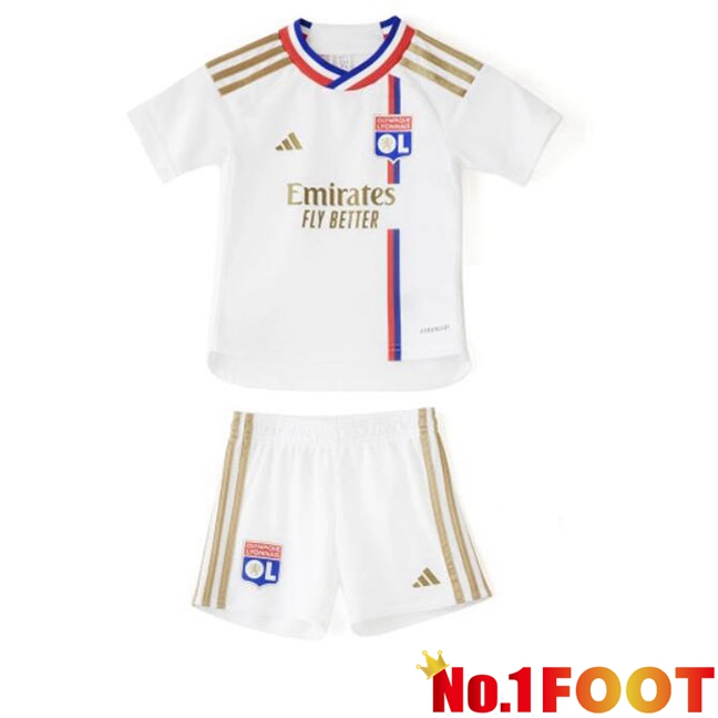 Lyon OL Kids Football Jersey Home White 2023/2024