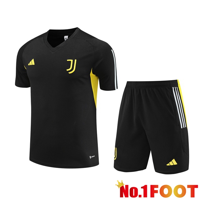 Juventus Training T Shirt + Shorts Black 2023/2024