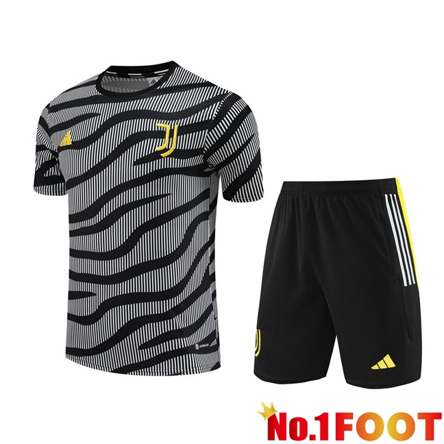 Juventus Training T Shirt + Shorts Black White 2023/2024