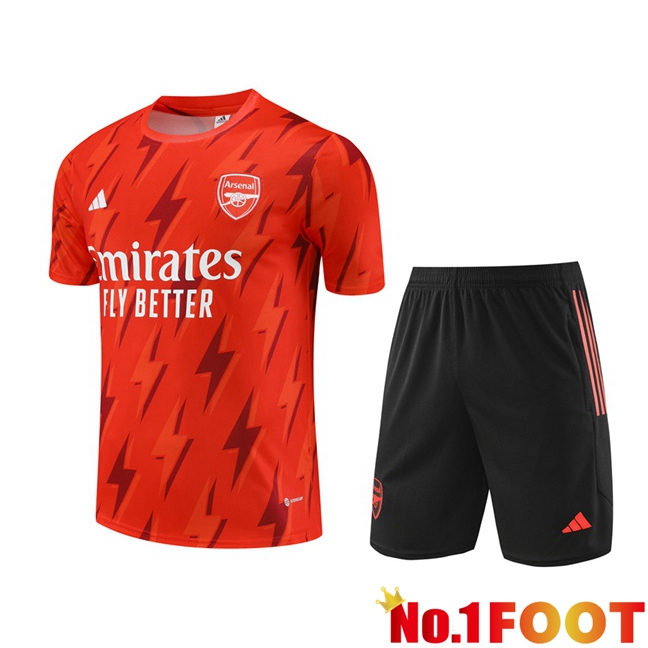 Arsenal Training T Shirt + Shorts Orange 2023/2024