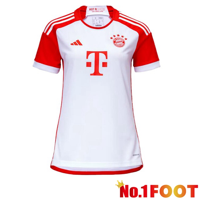 Bayern Munich Womens Football Jersey Home White Red 2023/2024