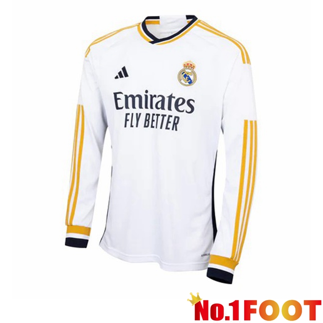 Real Madrid Football Jersey Home Long Sleeve White 2023/2024