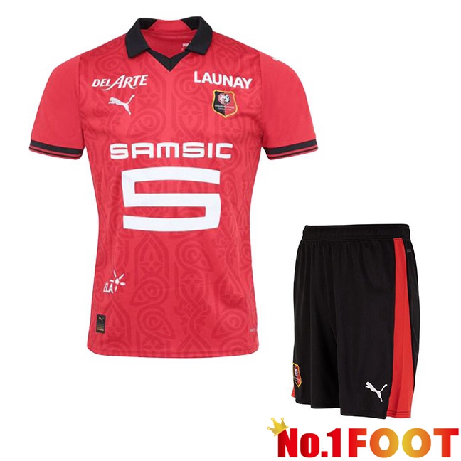 Stade Rennais Kids Football Jersey Home Red 2023/2024