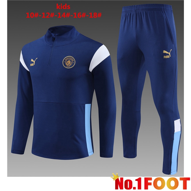 Manchester City Kids Training Tracksuit Suit Royal Bluee 2023/2024