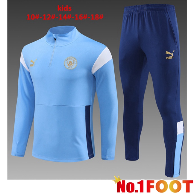 Manchester City Kids Training Tracksuit Suit Blue 2023/2024 - Click Image to Close