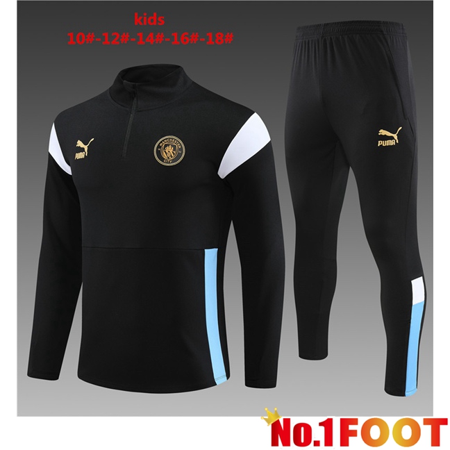 Manchester City Kids Training Tracksuit Suit Black 2023/2024