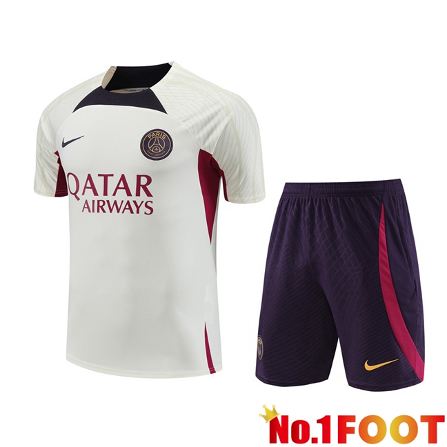 Paris PSG Training T Shirt + Shorts White 2023/2024