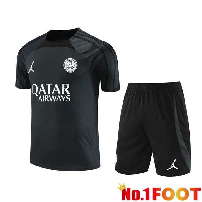 JORDAN Paris PSG Training T Shirt + Shorts Black 2023/2024