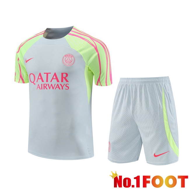 Paris PSG Training T Shirt + Shorts Grey 2023/2024