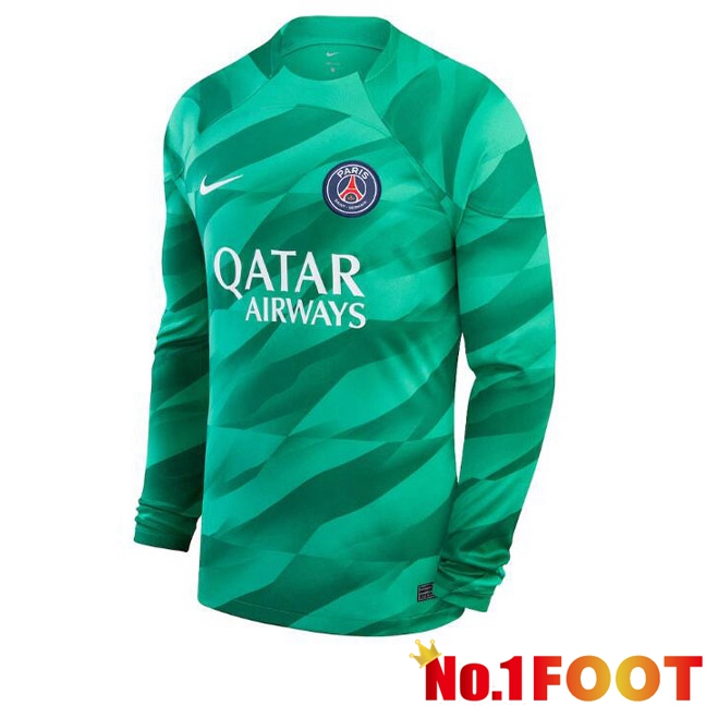 Paris PSG Goalkeeper Football Jersey Long Sleeve Green 2023/2024