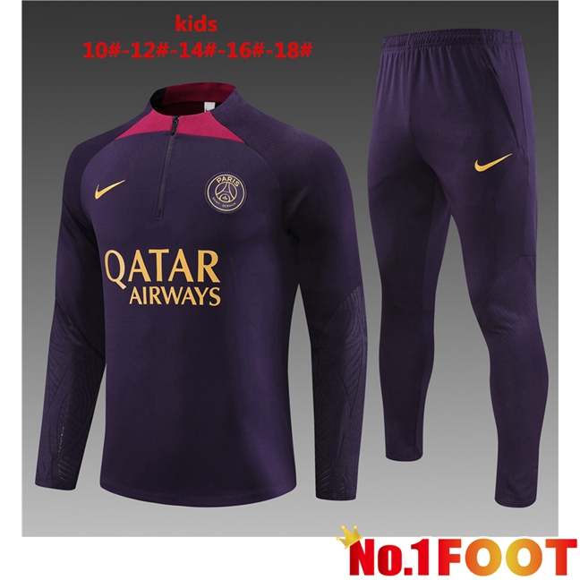 Paris PSG Kids Training Tracksuit Suit Purple 2023/2024