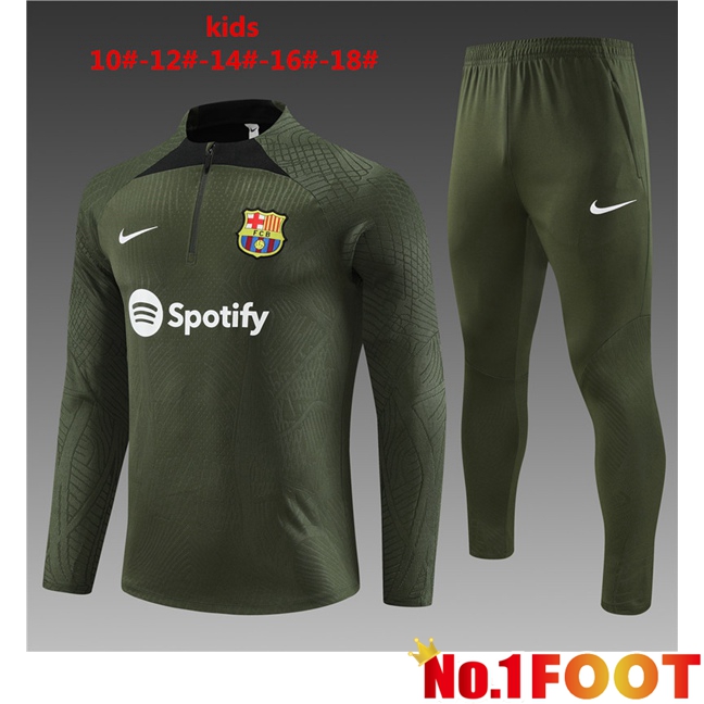 FC Barcelona Kids Training Tracksuit Suit Green 2023/2024