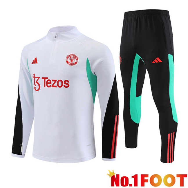 Manchester United Training Tracksuit Suit White 2023/2024