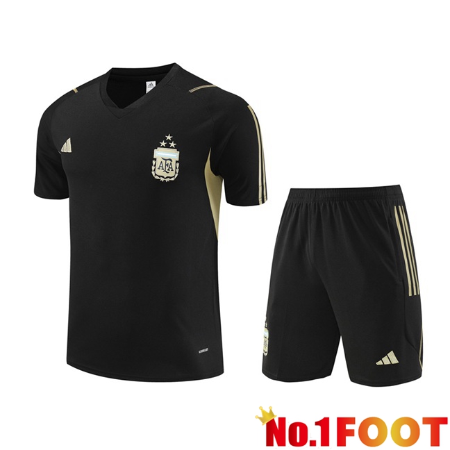 Argentina Training T Shirt + Shorts Black 2023/2024