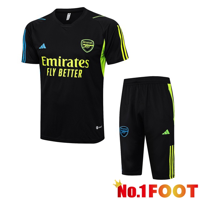 Arsenal Training T Shirt + Shorts Black 2023/2024