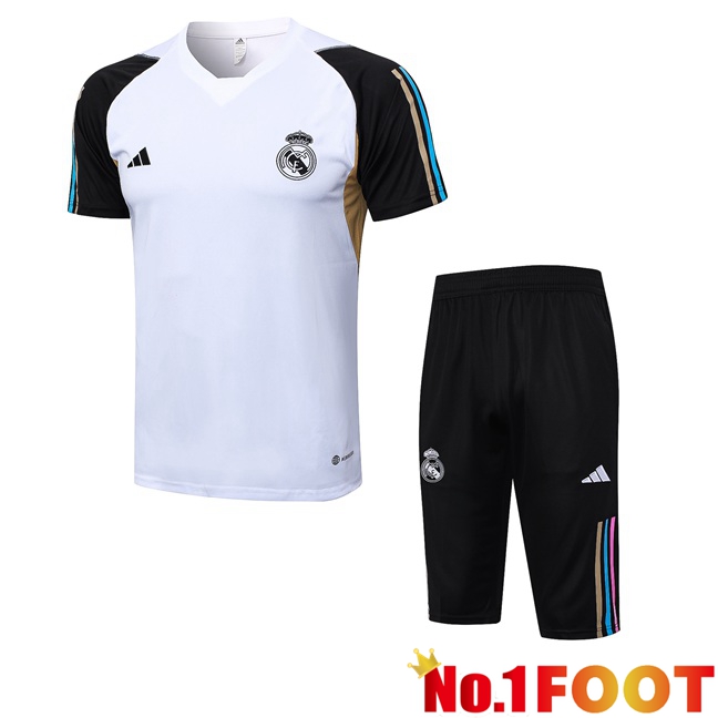 Real Madrid Training T Shirt + Shorts White 2023/2024